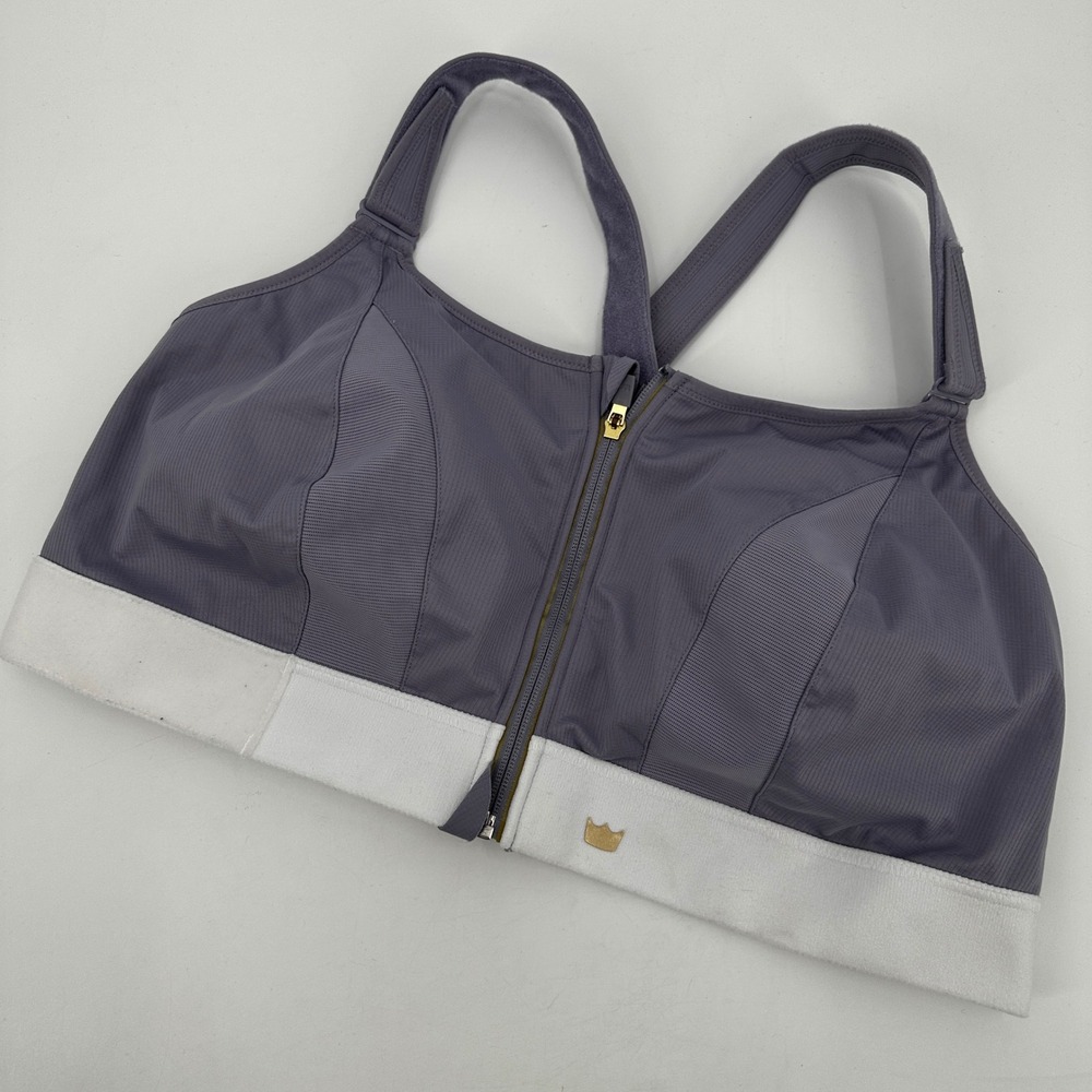Shefit Intimate High Impact Ultimate Sports Bra Purple Gray Front Zip Size 6Luxe